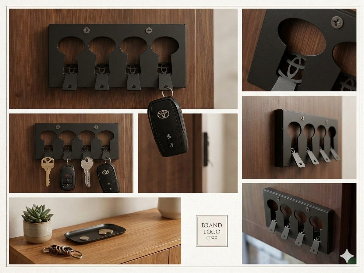TOYOTA Master Key Holder β Buy 1 Get 1 Free | 4 Hook Gold Wall Mount