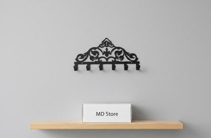 Premium Islamic Geometric Wall Mounted Key Holder - Decorative Metal Hook Rack